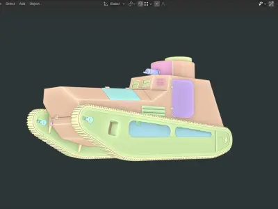 Leichter Kampfwagen II TANK BASE MESH  Low-poly 3D model