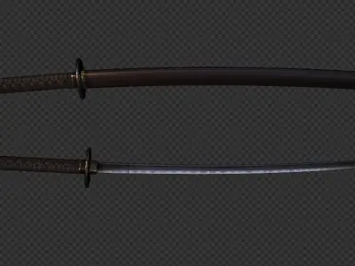 katana two samurai swords Low-poly 3D model purchase