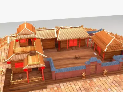 Chinese ancient courtyard house 3D model get