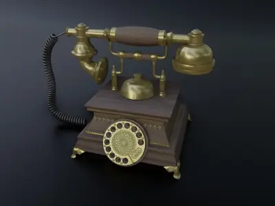 Vintage Rotary Old Phone Low-poly 3D model