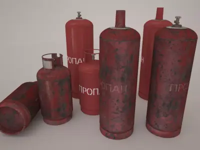 low poly model of a gas cylinder of 34 l and 27 l Free low-poly 3D model