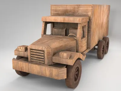 Wood Toy Truck 2 Low-poly 3D model