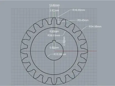 Original Size Gear Wheel with 20 Tooth modul 5mm Ready for print 3D print model