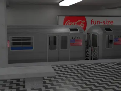 Subway Station with Train included 3D model