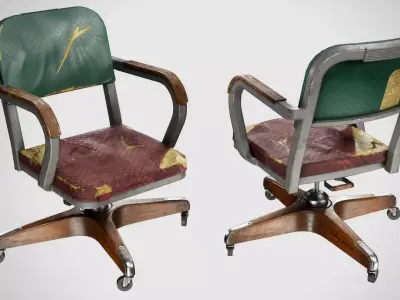 Vintage Worn Old Industrial Desk Chair  Low-poly 3D model