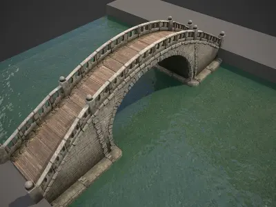 Chinese Bridge  Low-poly 3D model