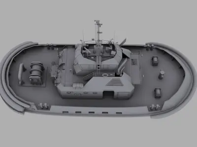 Tug Boat Low-poly 3D model