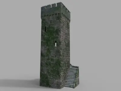 Old Medieval Tower Low-poly 3D model