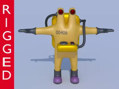 Low-Poly Monsters INC CDA agent alien monster 3D rigged model  Low-poly 3D model