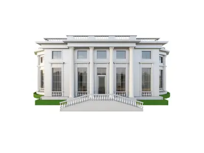 White House with classic interior  Free 3D model