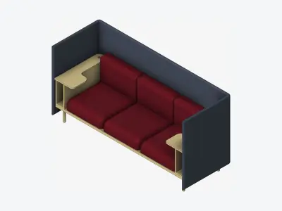 Sofa - Contemporary - Flame - - Work Shelf - Leftand Right Low-poly 3D model