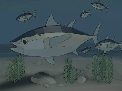 low poly tuna fish Low-poly 3D model