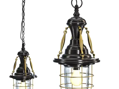 Pendant light Industrial Nautical Brass   Black 3D model