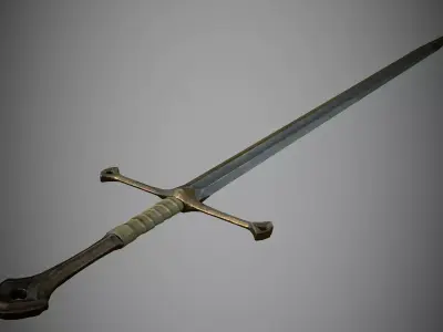 straight sword Low-poly 3D model