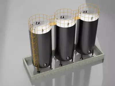 Industrial Storage Tanks - Vertical Steel Tank System 3D model