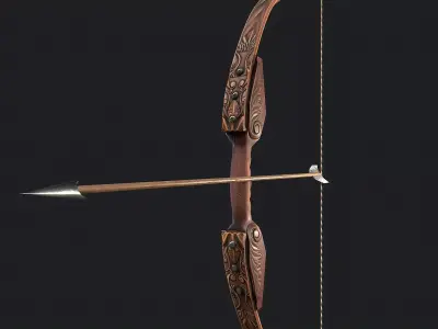 Medieval Bow Low-poly 3D model