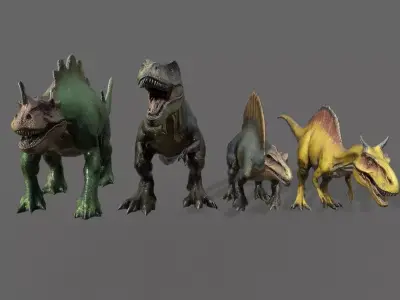 Dinosaurs  Pack Low-poly 3D model