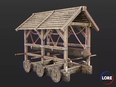 Medieval Siege Engine Battering Ram Low-poly 3D model
