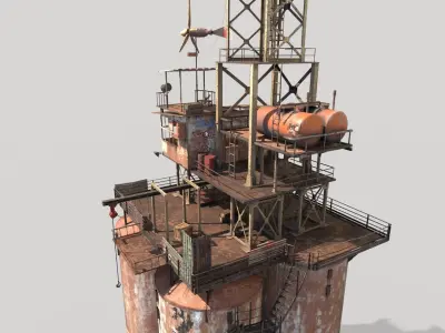 Post-Apocalyptic Outpost Tower 2 3D model