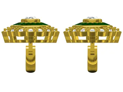 Antique Round and Baguette Diamond Art Deco Earring 3D print model