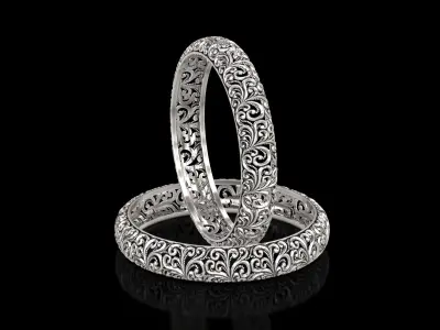 Floral Carved Filigree Bangle 3D print model