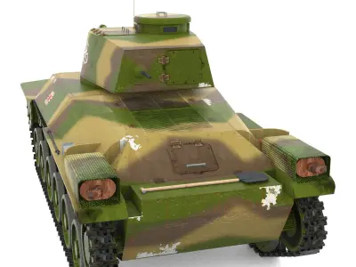 Tank Type 97 Chi-Ha Low-poly 3D model