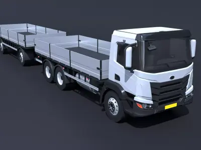 Generic Cargo Truck with Trailer 3D model