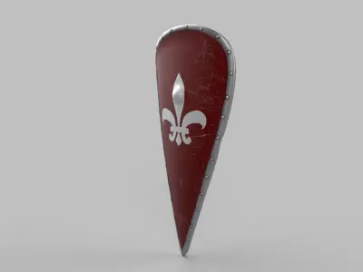 Shield fleur de lis on Low-poly 3D model