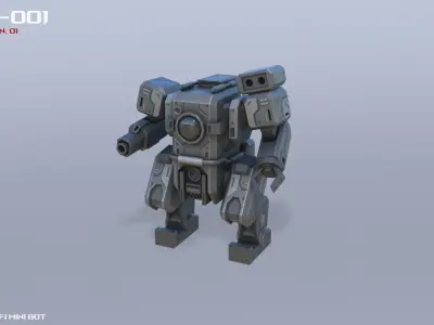Scifi Mini bot Low-poly 3D model