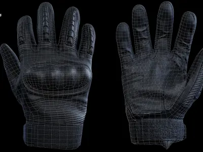 Tactical Gloves 017 Low-poly 3D model