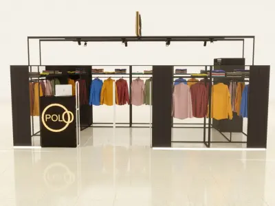 Shopping island in the shopping center  Low-poly 3D model