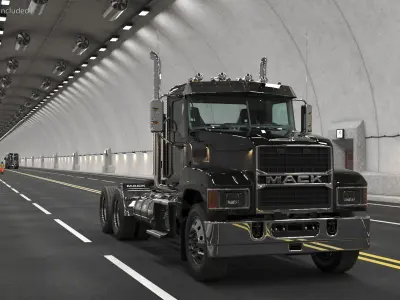 Mack Commercial Truck Black Rigged 3D model