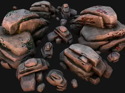 Medieval GemStone Mineral Ore Mine Low-poly 3D model
