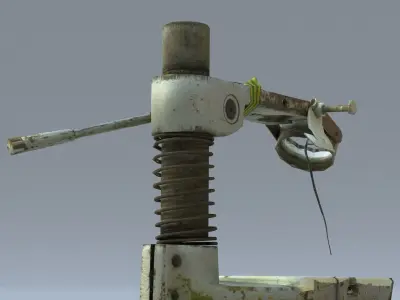 Fastening Low Poly old machine with screw Low-poly 3D model