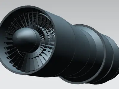 aircraft engine surface modeling Low-poly 3D model