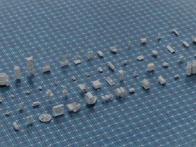 450 PART SCIFI KITBASH Low-poly 3D model
