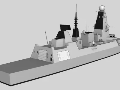 DDG Type 45 Daring class Low-poly 3D model