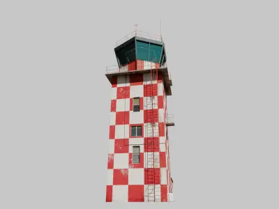 Airport Air Traffic Control Tower Low Poly PBR 3D model