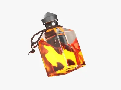 Fire Spell Potion 3D Illustration 3D model
