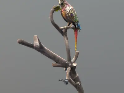 A BLOOM IN THE BEAK -A PROMISE ON THE BRANCH Low-poly 3D model