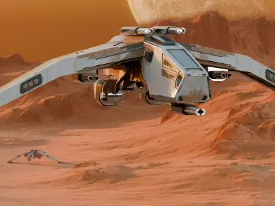  Sci-Fi Assault Spaceship Low-poly 3D model