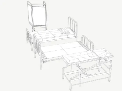 Infirmary Furniture Set Low-poly 3D model