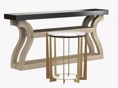 Leonard Regency Antique Brass Metal Drum White Quartz Side Table 3D model