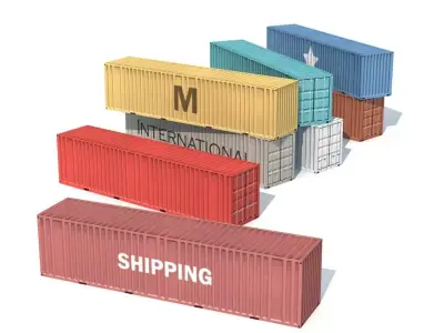 8 Low-poly Shipping Containers Low-poly 3D model