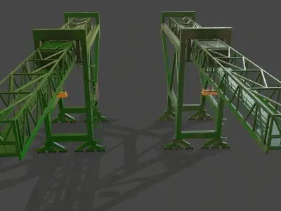 PBR Port Container Crane - Green  Low-poly 3D model