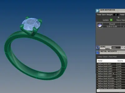 Solitaire Tappered Shank Engagement Ring 5mm Center Stone Size 7 3D print model