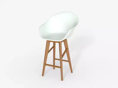 White wood  and  Epoxy Bar Chair 3D model