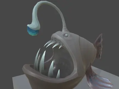 Stylized Anglerfish Statue Low-poly 3D model