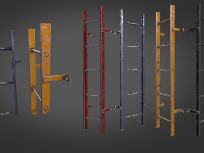 industrial stairs and  handrails pack Low-poly 3D model