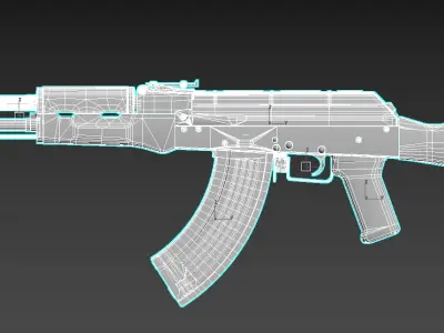 AK 47 Assault Rifle Low-poly 3D model